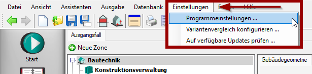 1. Programmeinstellungen