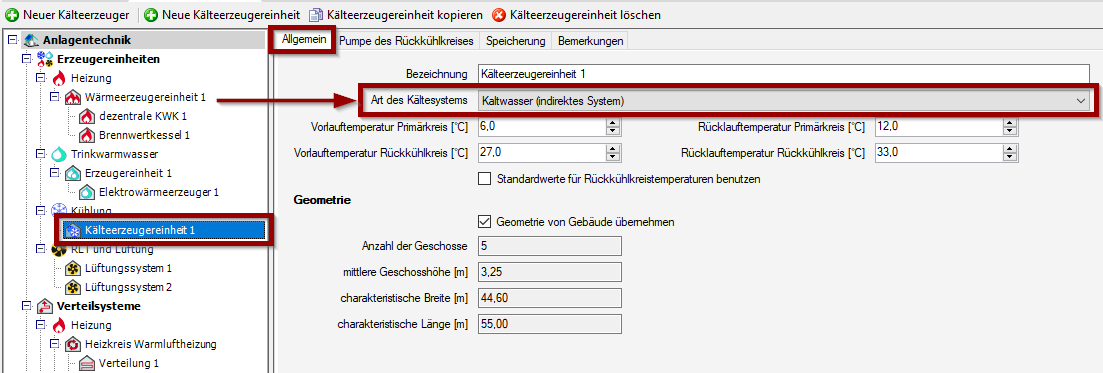 Auswahl Kältesystem