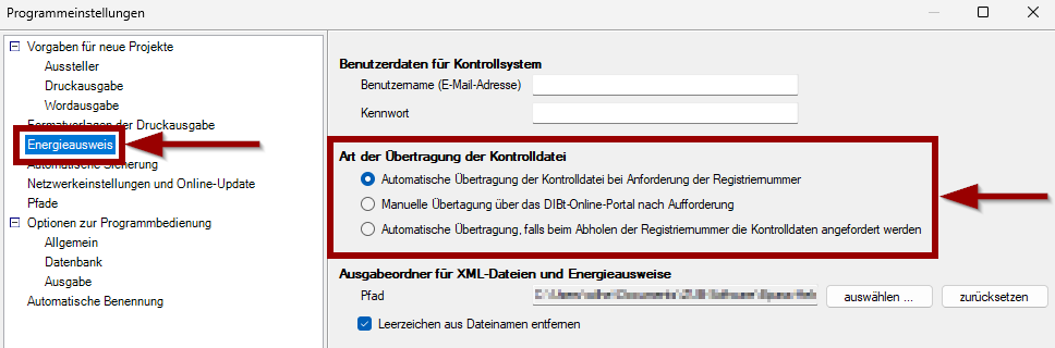 5.1 Programmeinstellungen Energieausweis