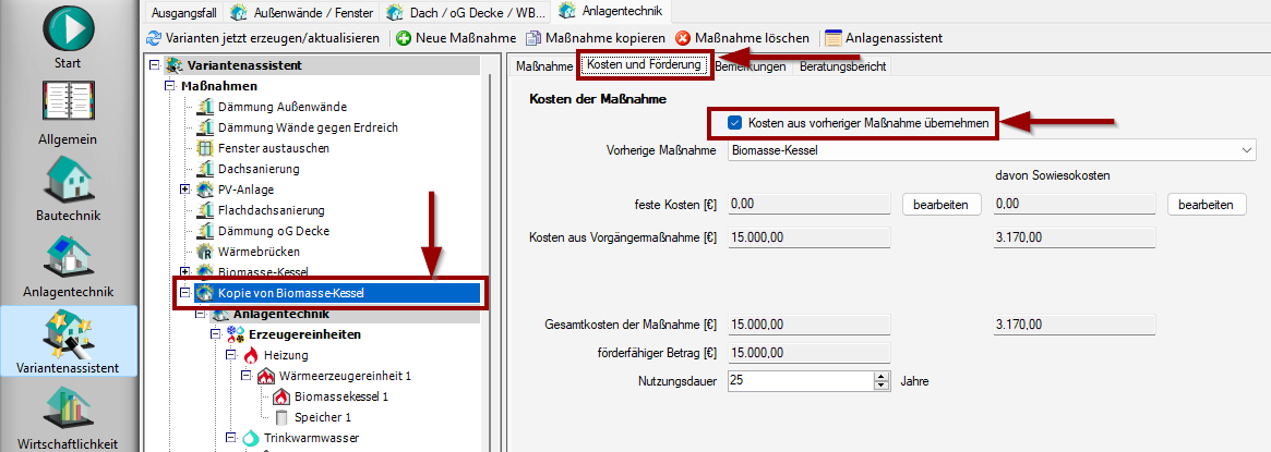 Kosten aus vorh Maßnahme