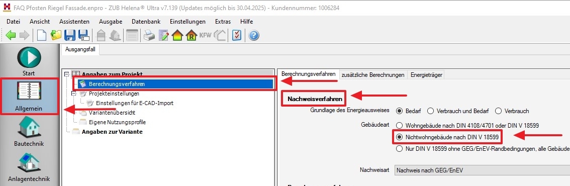 Screenshot Auswahl Berechnungsverfahren