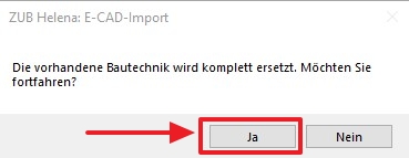 Screenshot E-CAD.xml Import Bestätigung