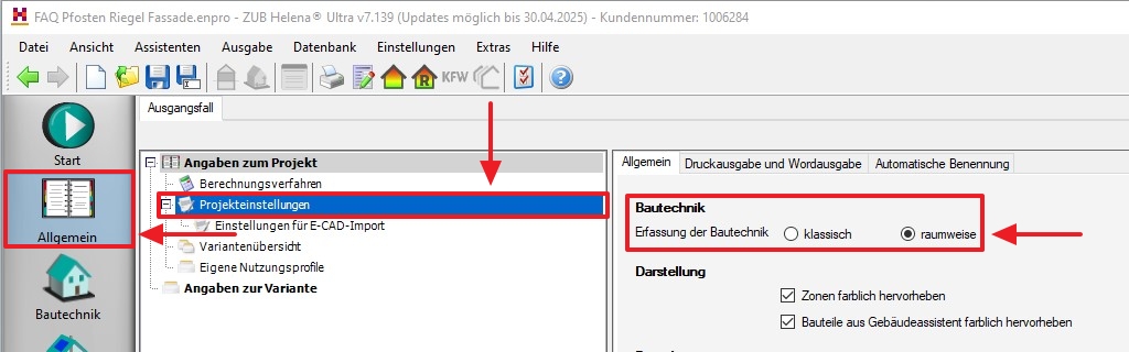 Screenshot Erfassung der Bautechnik