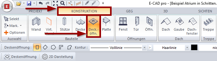 Eingabe Deckenöffnung