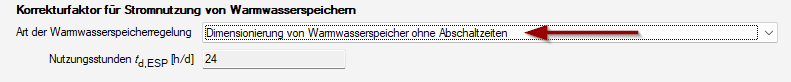 Korrekturfaktoren Warmwasserspeicher